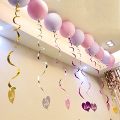 結(jié)婚婚慶用品鐳射愛心吊墜婚房裝飾旋轉(zhuǎn)拉花吊飾生日派對(duì)婚禮布置